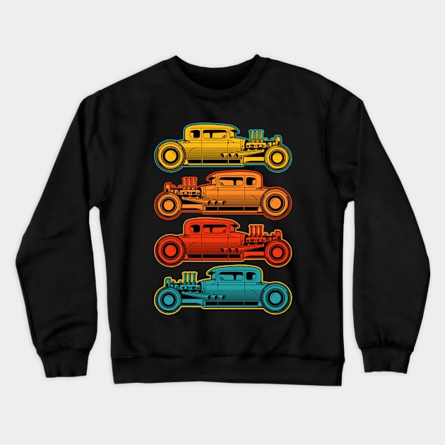 Vintage Colored Cars Hot Rods Crewneck Sweatshirt by RadStar